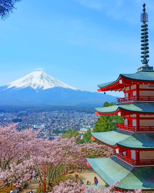 Arakurayama Sengen Park Japan Landscapes Painting By Numberss.png