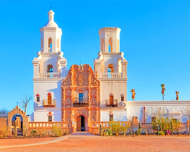 Arizona Tucson Mission San Xavier Buildings Painting By Numberss.png