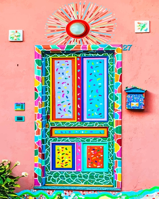 Artistic Colorful Door Painting By Numbers.png