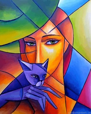 Artistic Woman And Cat Painting By Numbers.png