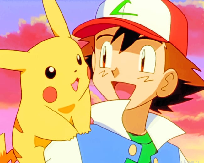 Ash And Pikachu Pokemon Animations Painting By Numberss.png