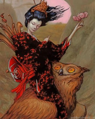 Asian Woman And Owl Painting By Numbers.png