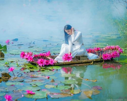Asian Woman On A Boat Painting By Numbers.png