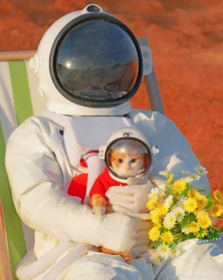 Astronaut Cat With Its Owner Painting By Numberss.png