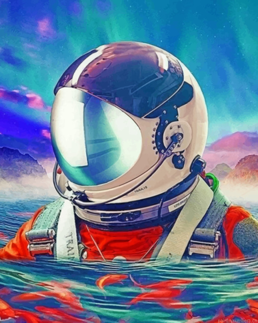 Astronaut In The Water Painting By Numberss.png
