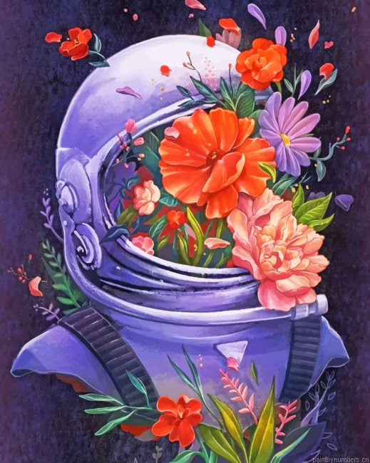 Astronaut With Flowers Painting By Numberss.png