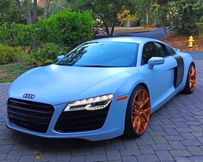 Audi R8 Matte Blue Cars Painting By Numberss.png