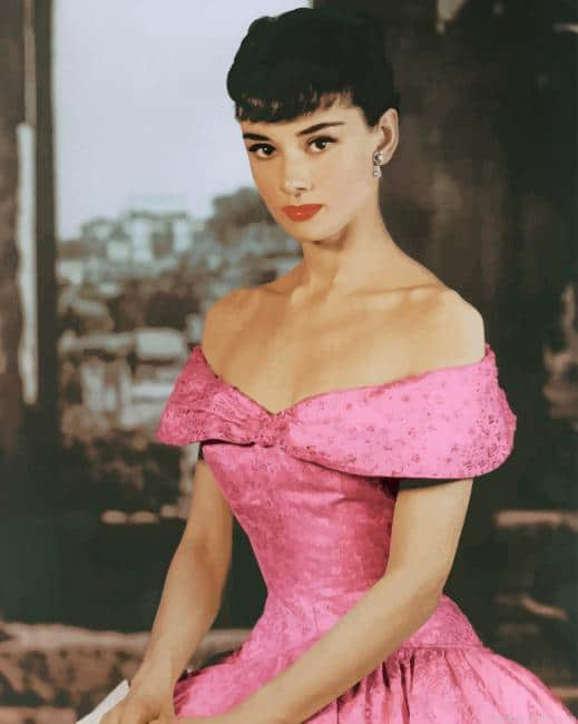 Audrey Hepburn Pink Dress Actors Painting By Numberss.png