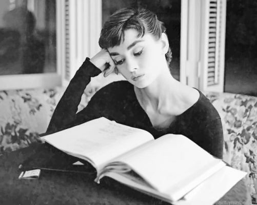 Audrey Hepburn Reading Book Painting By Numbers.png