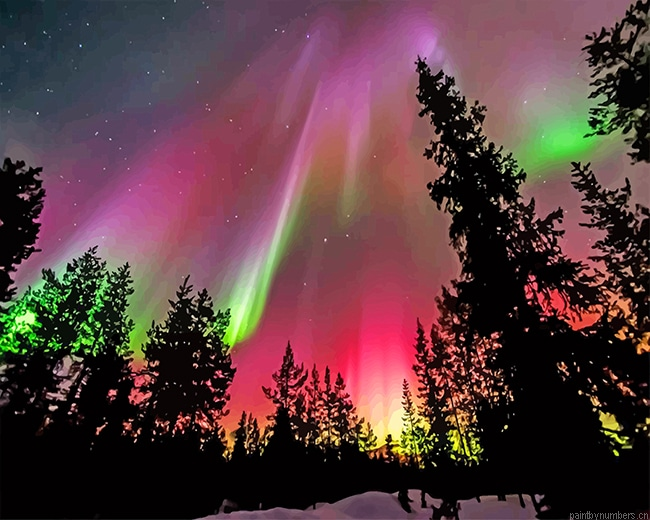 Aurora Finland Landscapes Painting By Numberss.png