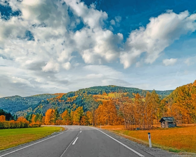 Autumn Road In Austria Landscapes Painting By Numberss.png