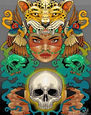 Aztec Woman And Skull Painting By Numbers.png