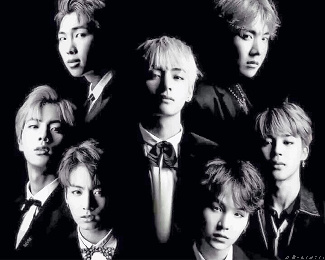 Bts Black And White Painting By Numberss.png