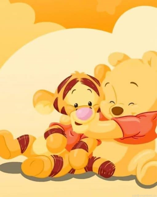 Baby Winie And His Friend Tiger Cartoons Painting By Numberss.png
