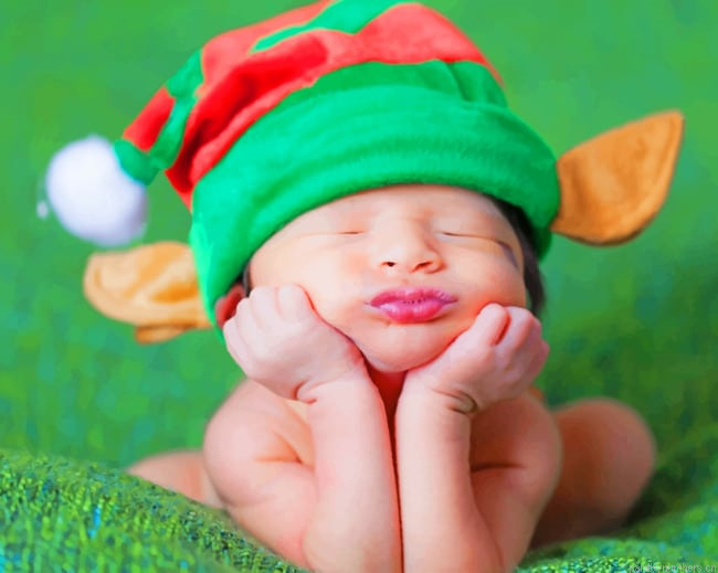 Baby With Elf Beanie Painting By Numberss.png
