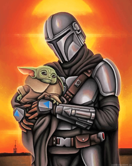 Baby Yoda And The Mandalorian Painting By Numberss.png
