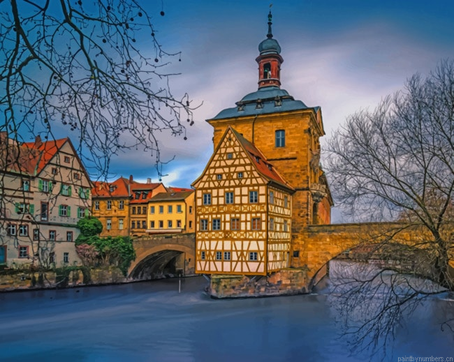 Bamberg Regnitz Bridge Buildings Painting By Numberss.png