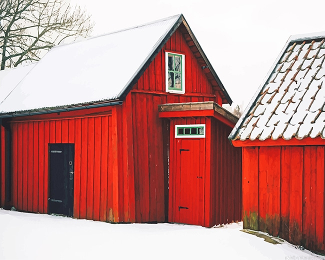 Barn In The Snow Painting By Numberss.png