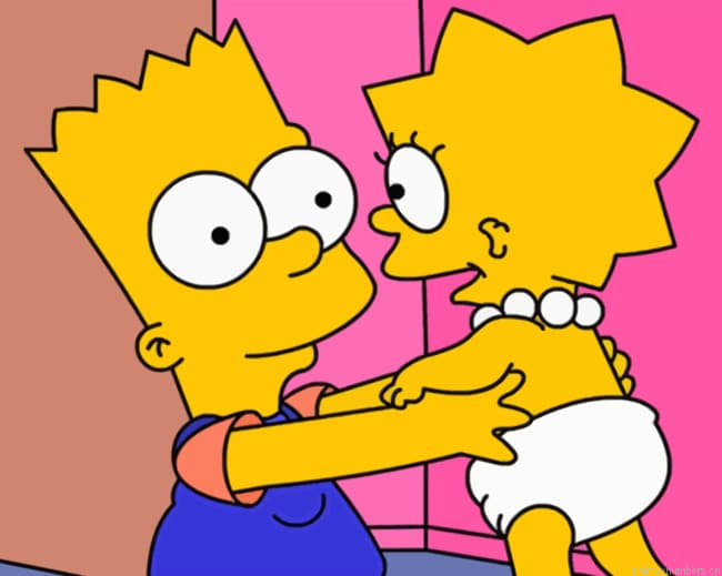 Bart And Little Lisa Simpson Cartoons Painting By Numberss.png