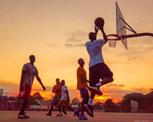 Basketball Match At Sunset Painting By Numbers.png