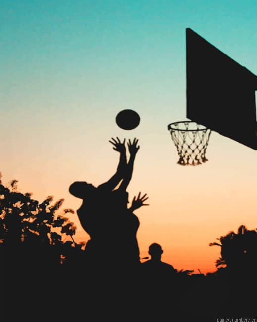Basketball Silhouette At Sunset Painting By Numbers.png