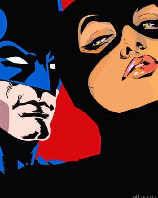 Batman And Bat Woman Cartoons Painting By Numberss.png