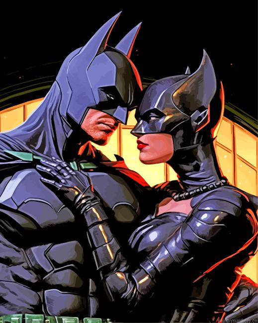 Batman And Catwoman Heroes Painting By Numberss.png