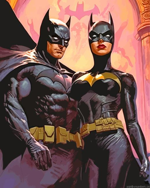 Batman And Catwoman Superheroes Painting By Numberss.png