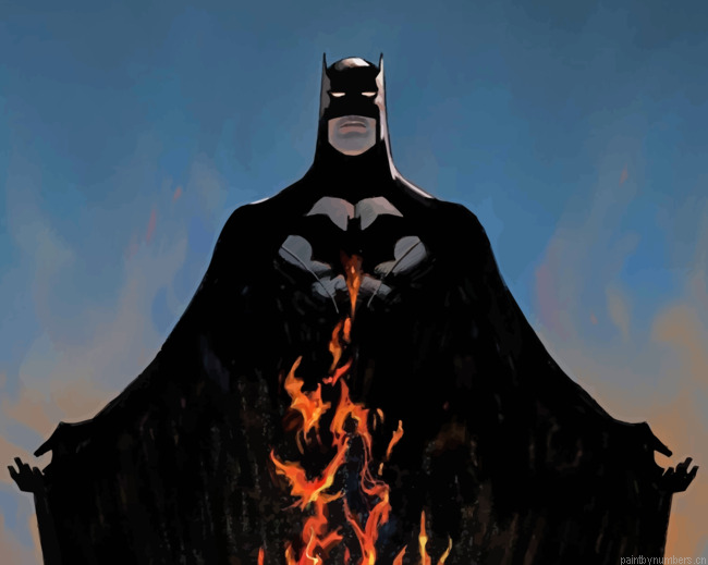 Batman In Flames Cartoons Painting By Numberss.png