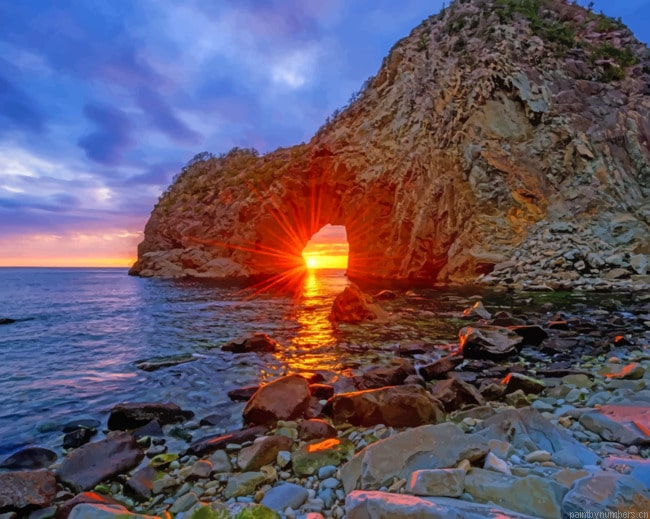 Beach Arch In Japan Seascapes Painting By Numberss.png