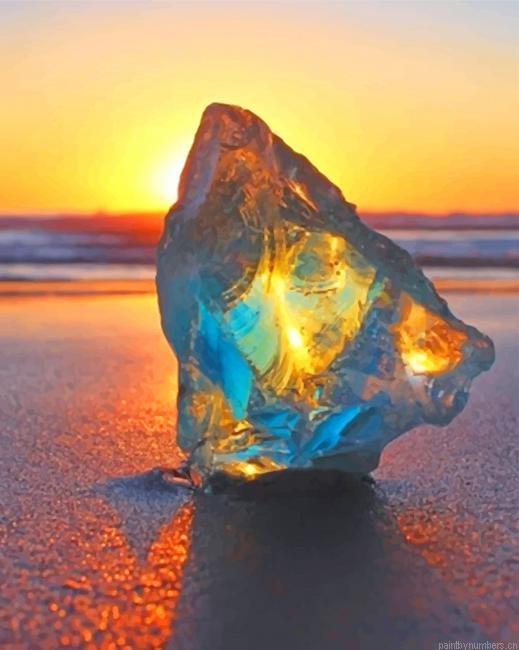 Beach Rock At Sunset Painting By Numberss.png