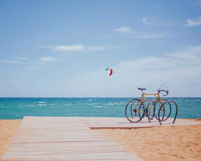 Beach Side With Bicycle Painting By Numberss.png