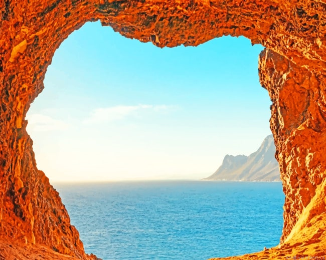 Beach Stone Cave Seascapes Painting By Numberss.png