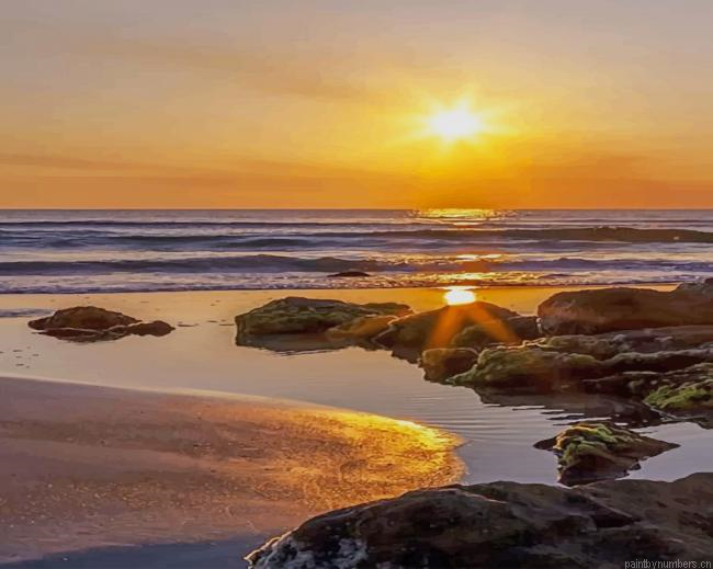 Beach Sunrise Seascapes Painting By Numberss.png