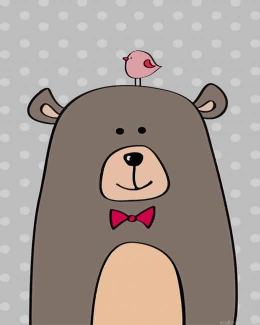 Bear And Bird Illustrations Painting By Numberss.png