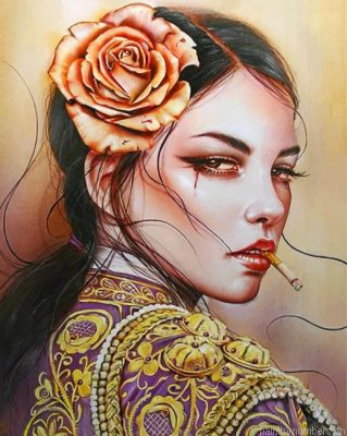 Beautiful Girl Smoking Painting By Numbers.png