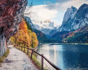 Beautiful Mountain Lake Road Painting By Numbers.png