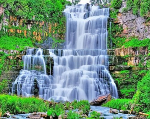 Beautiful Mountain Waterfall Painting By Numbers.png