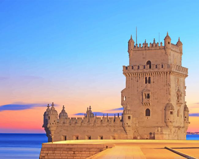 Belem Tower Sunset Buildings Painting By Numbers.png
