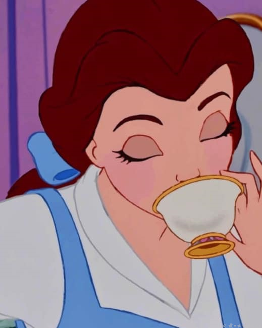Belle Drinking Coffee Animations Painting By Numberss.png