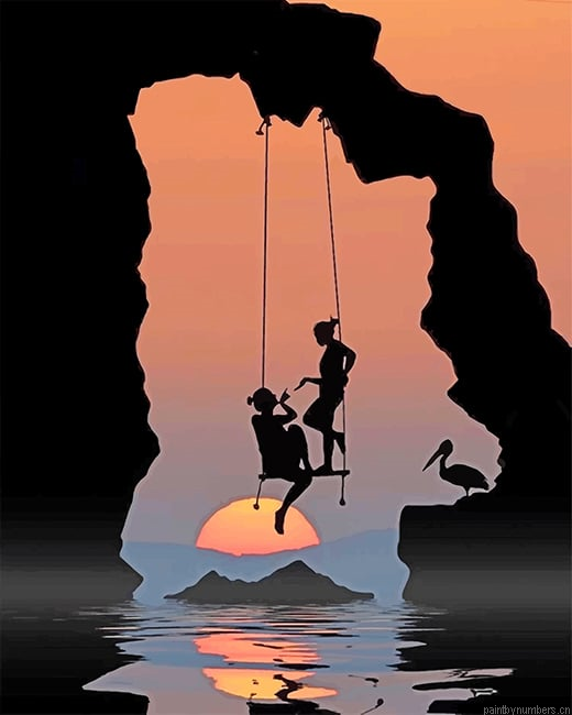 Besties Silhouette Sunset Painting By Numbers.png
