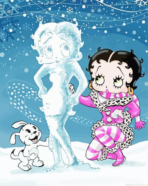 Betty Boop In Snow Painting By Numberss.png