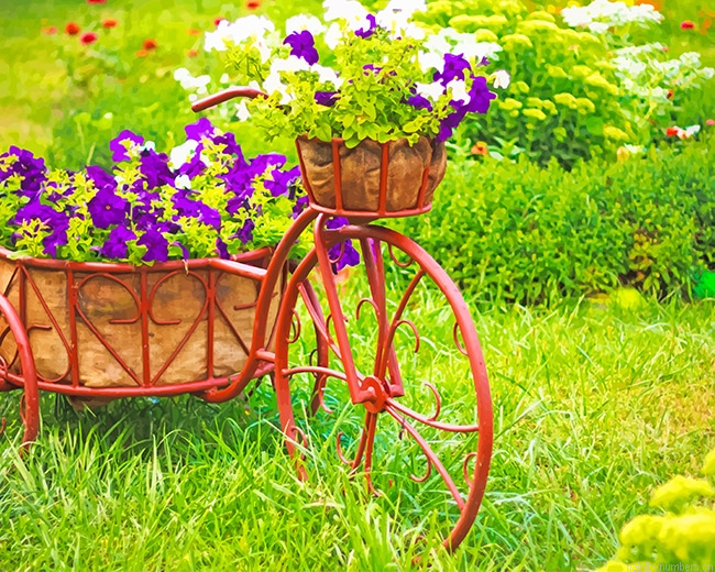Bicycle Garden Flowers Painting By Numbers.png