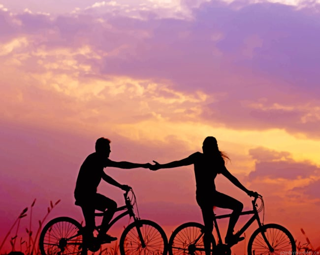 Bicycles Couple Silhouette Painting By Numbers.png
