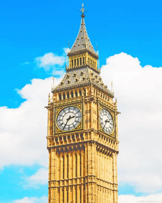 Big Ben Tower London Landmarks Painting By Numberss.png
