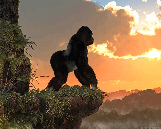 Big Gorilla Sunset Animals Painting By Numberss.png