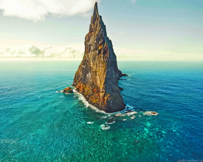 Big Rock In The Middle Of The Sea Painting By Numberss.png
