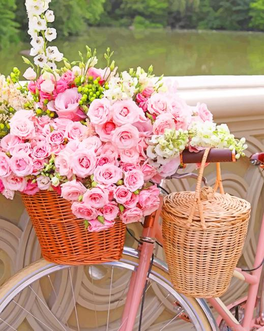 Bike And Pink Flowers Painting By Numberss.png