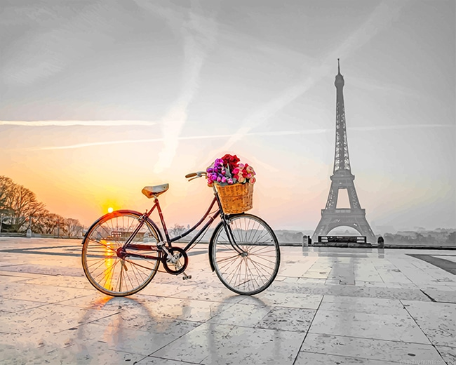 Bike Near Eiffel Tower Paris Painting By Numberss.png
