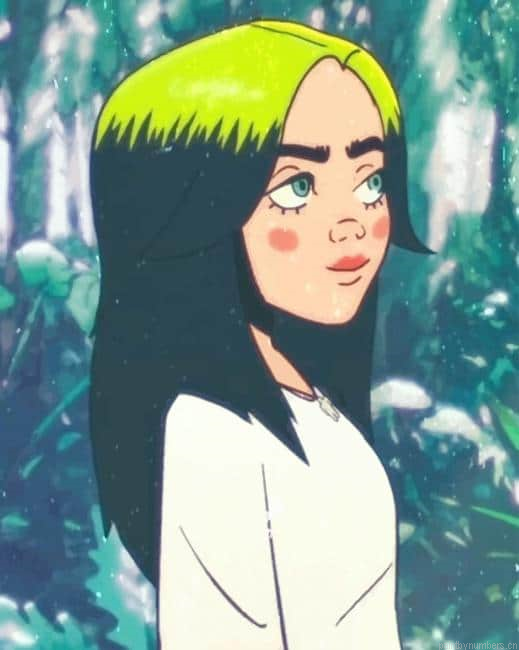 Billie Eilish Cartoon Painting By Numberss.png